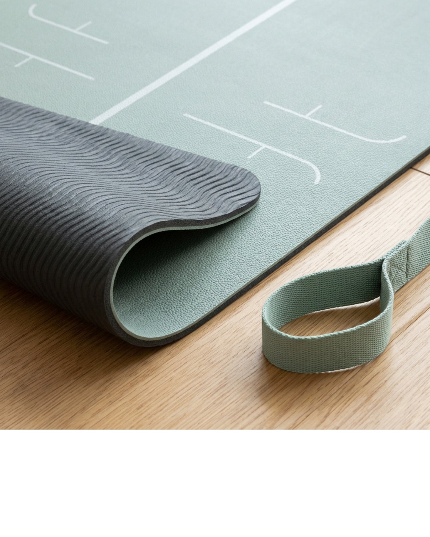 Krxnw Dual Texture TPE Alignment Yoga Mat Mist Green - Detail view