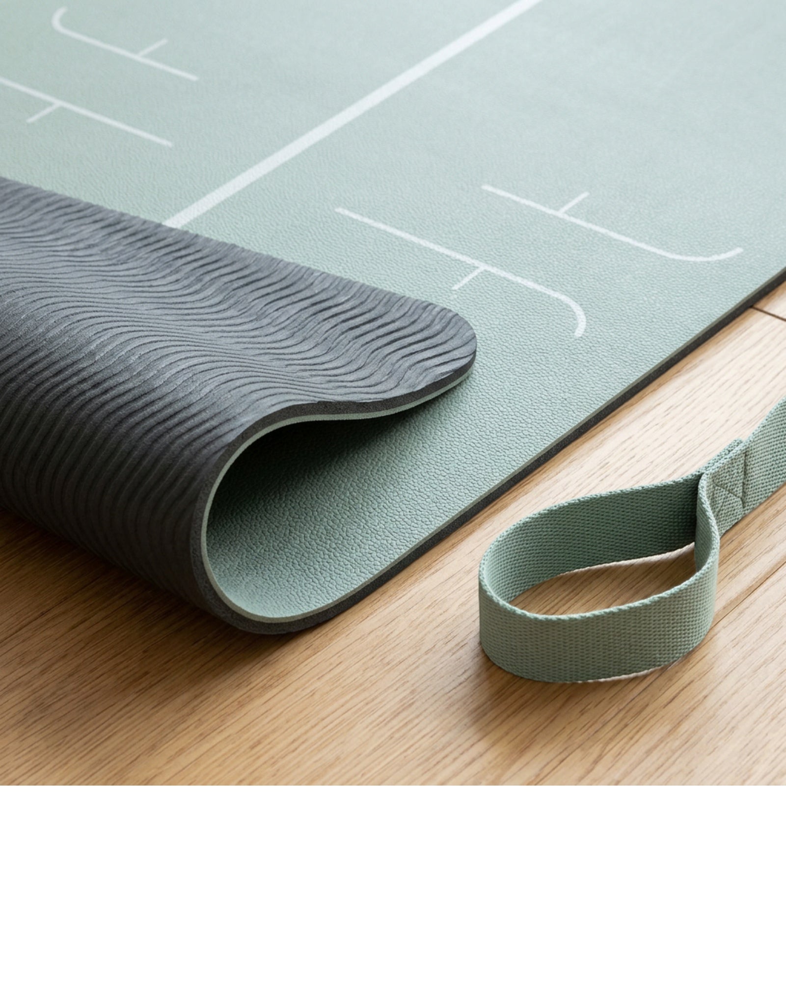 Krxnw Dual Texture TPE Alignment Yoga Mat Mist Green - Detail view